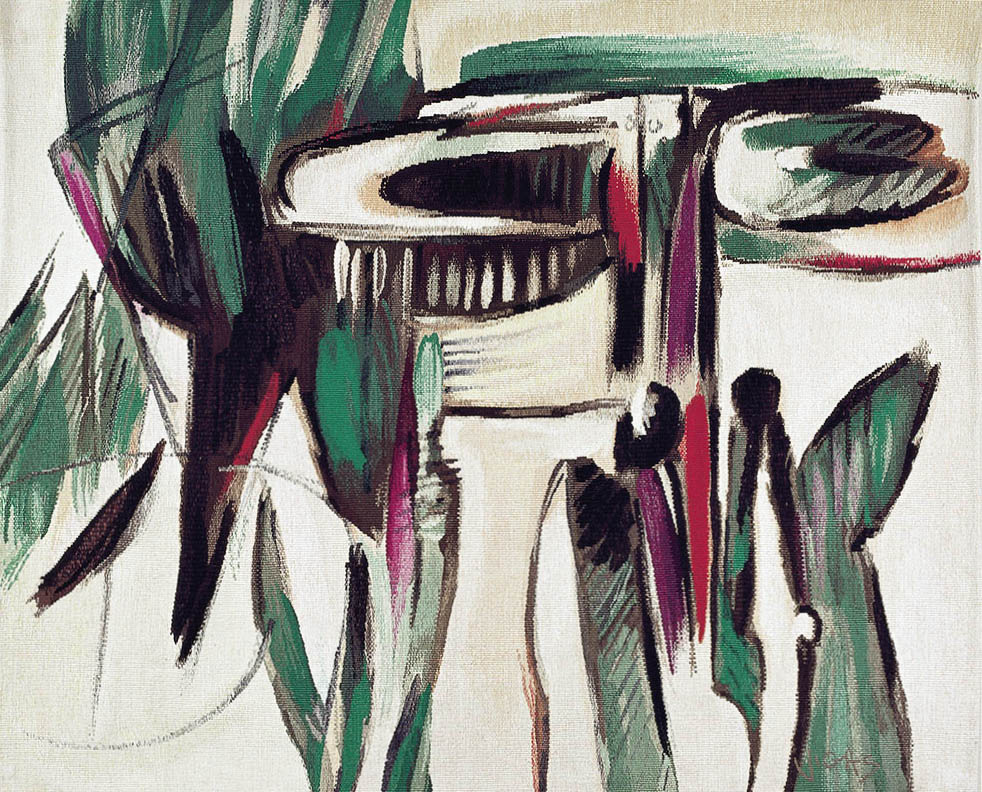 <b>DAMA VERDE</b>, 1976 <br> Tapestry. Low-warp. Saint-Cyr Atelier, Chantilly, France | Tapiz. Bajo lizo. Atelier de Saint-Cyr, Chantilly, Francia<br> 69.29 x 87.79 in | 176 x 223 cm 