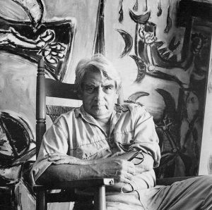 Oswaldo Vigas in his studio in Los Dos Caminos, Caracas, 1990