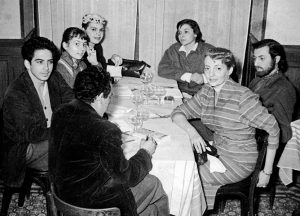 Mario Abreu (from behind), Oswaldo Vigas, Ludmila Perielepsava Battistini, Ana Enriqueta Terán, Martha Mosquera, Andralis Fantiri and Aimée Battistini, Paris, 1953