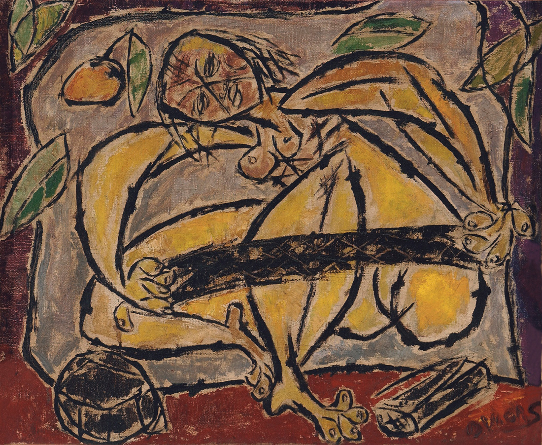 <b>EL CAUCHO</b>, 1950<br>Oil on canvas | Óleo sobre tela<br>19 11/16 x 24 in. | 50 x 61 cm