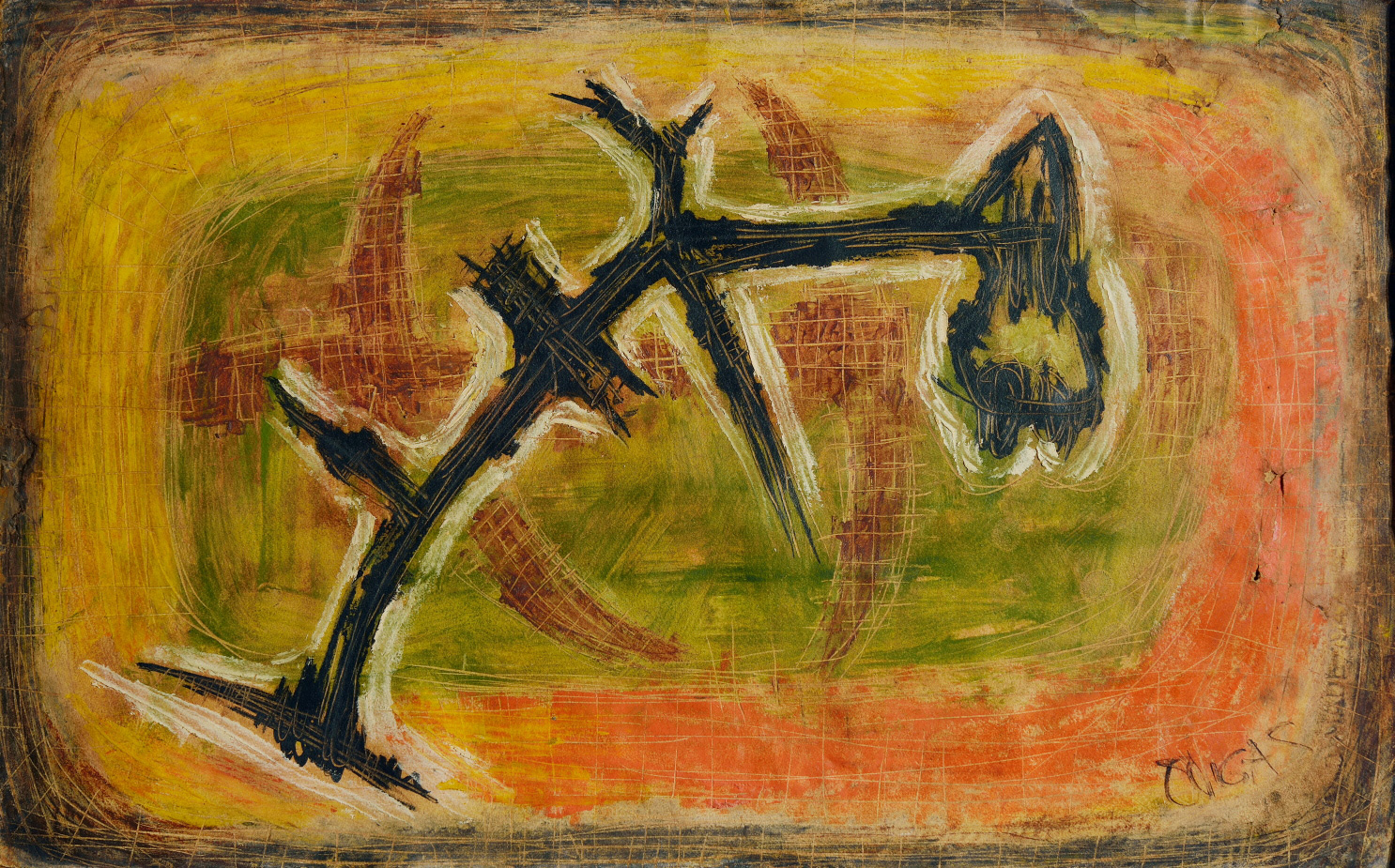 <b>EL BICHO</b>, 1951<br>Oil on paper | Óleo sobre papel<br>11 13/16 x 18 7/8 in. | 30 x 48 cm