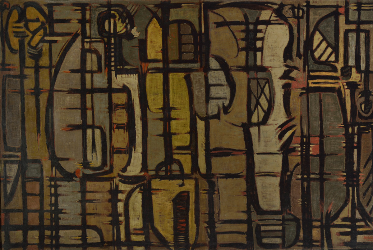 <b>EDIFICACIONES</b>, 1954 <br> Óleo sobre tela | Oil on canvas<br> 135 x 195 cm | 53 1/8 x 76 3/4 in. 