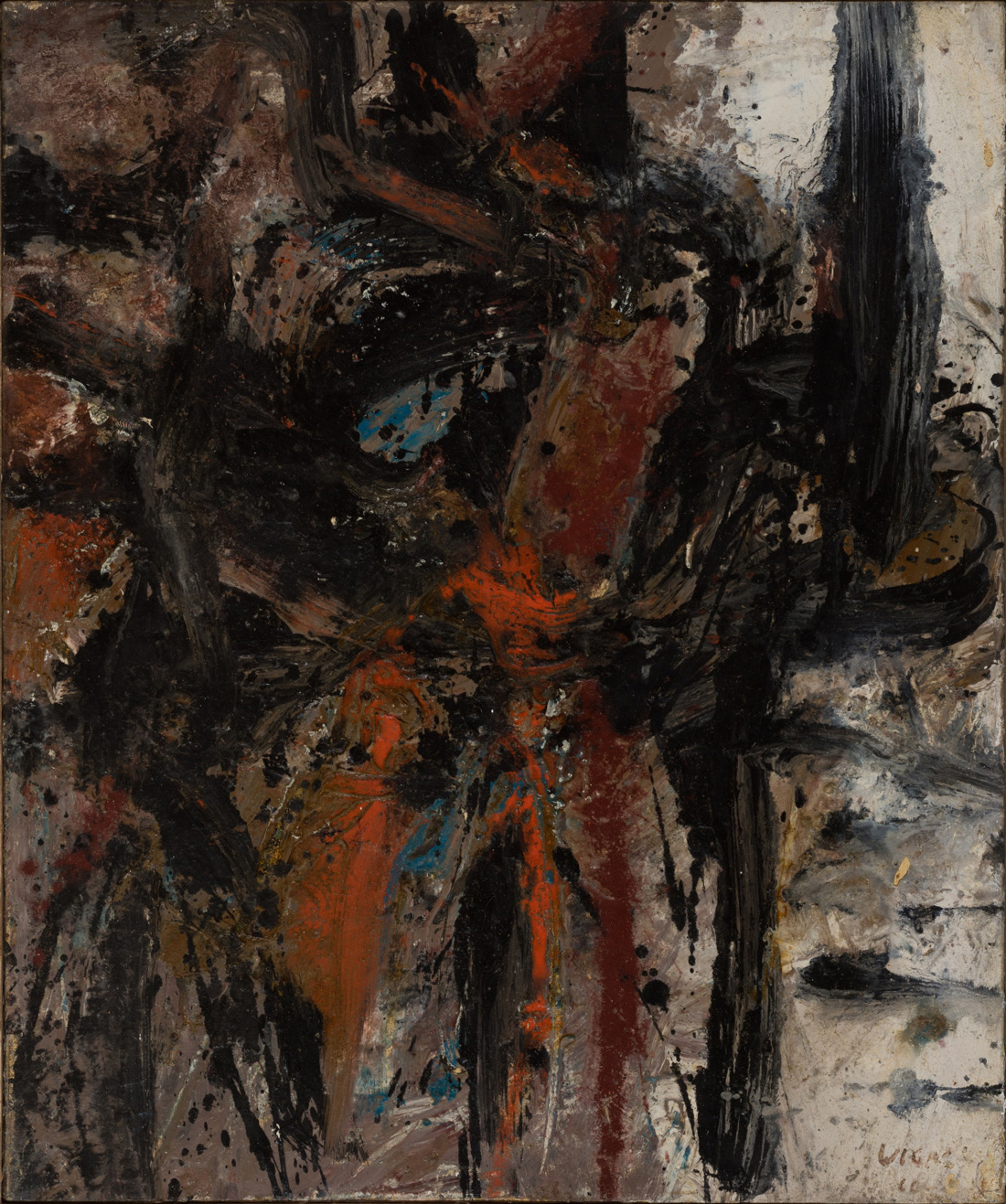 <b>FORMAS NACIENTES I</b>, 1960 <br> Óleo sobre tela | Oil on canvas<br> 55 x 46 cm | 21 5/8 x 18 1/8 in. 
