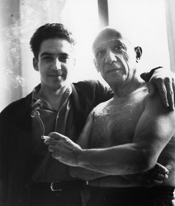 Oswaldo Vigas with Pablo Picasso. Picasso’s Residence, La Californie, in Cannes, 1955