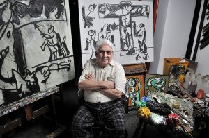 Oswaldo Vigas in his studio in Los Dos Caminos, Caracas, 2013