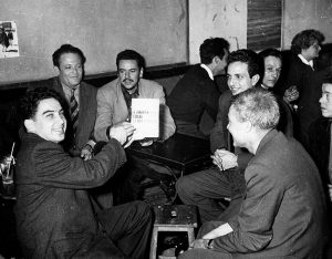Oswaldo Vigas, Amic Courvoiser, Angel Hurtado, Jesús Soto (back), Perán Erminy, Rafael Delgado (back) and Humberto Jaimes Sánchez in the club Le chat qui pêche, Paris, 1955