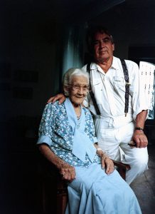 Oswaldo Vigas with his mother Nieves Linares de Vigas (Ayo) in La Pastora, Caracas, 1990s