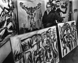 Oswaldo Vigas in his studio in Los Dos Caminos, Caracas, 1992