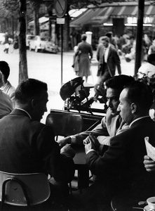 Philipe Keller, Oswaldo Vigas and Romeo Costea at the Old Navy café, Paris, France, 1960s