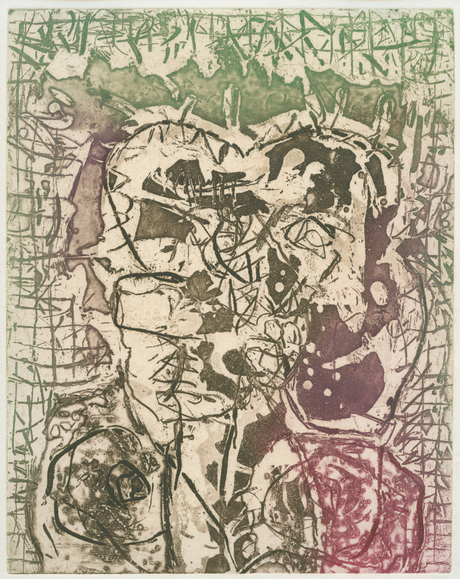 <b>CABEZA</b>, 1963 <br> Aguafuerte y aguatinta | Etching and aquatint<br> Plancha: 25 x 19,7 cm | Plate: 9.84 x 7.75 in 