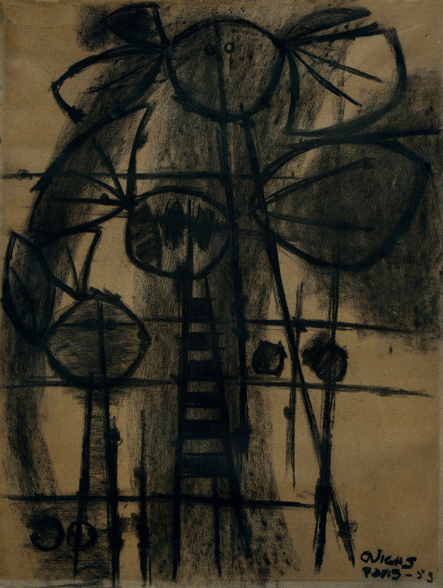 <b>SIN TÍTULO</b>, 1953 <br> Charcoal on paper | Carboncillo sobre papel<br> 25.59 x 23.62 in | 65 x 60 cm 