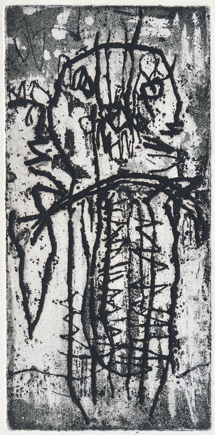 <b>LAZVARIO</b>, 1963 <br> Aguafuerte | Etching<br> Plancha: 19 x 9 cm | Plate: 7.48 x 3.5 in 