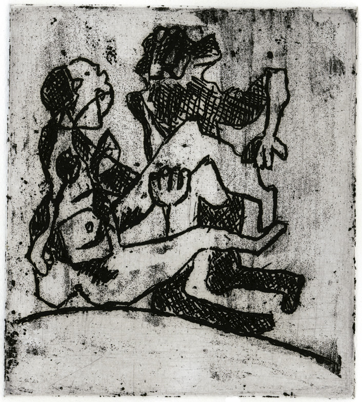 <b>PRELUDIO</b>, 1998 <br> Aguafuerte | Etching<br> Plancha: 34 x 32 cm | Plate: 13.38 x 12.59 in 